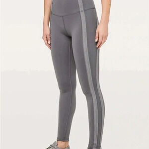 Lululemon power‎ lines pant leggings Womens Size 4 Dark Chrome/Titanium EUC